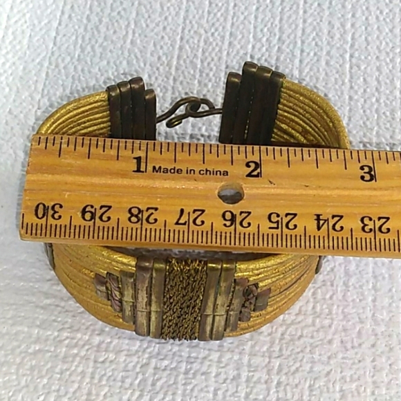 ❌️SOLD❌️ VINTAGE Boho Gold Gilt MultiCord MixedMetal Parure - Picture 10 of 16